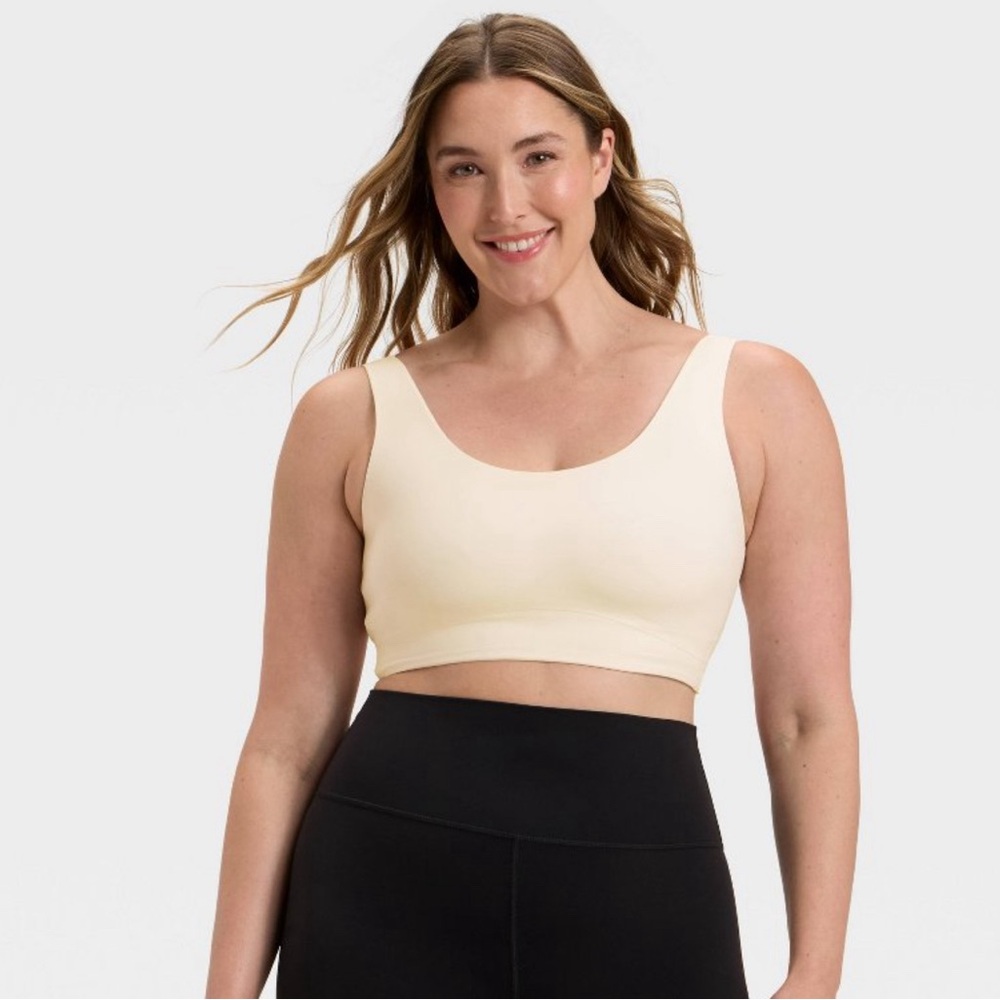 Women's All In Motion Everyday Soft Medium Support Longline Sports Bra Cream S